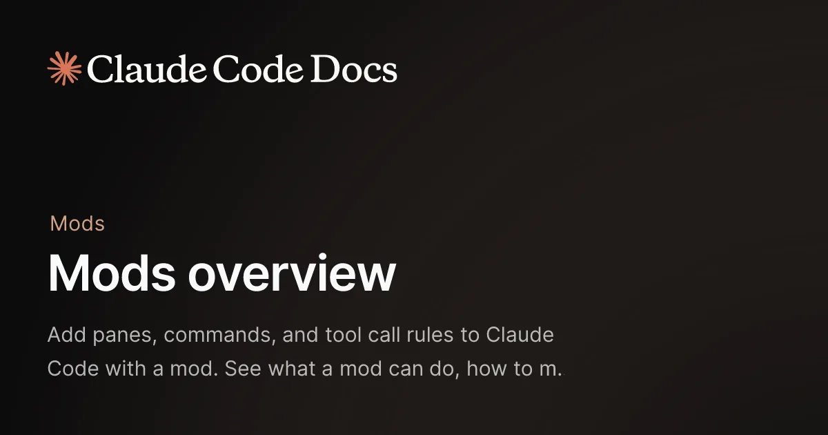 Claude Code Docs Mods overview 문서 대표 이미지