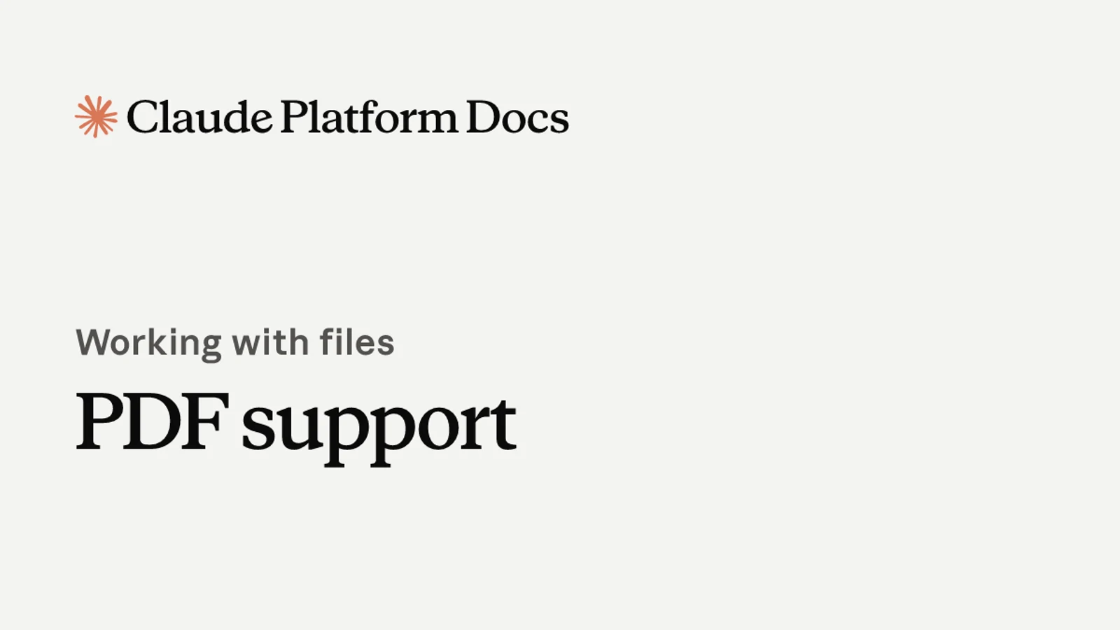 Claude Platform Docs의 PDF support 문서 표지